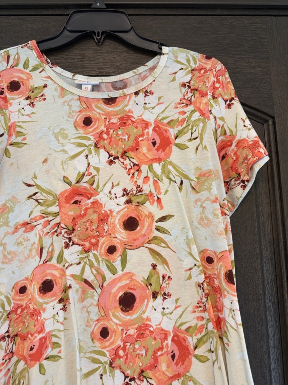 LuLaRoe Coral Floral Swing Dress on Cream - Picture 4 of 6